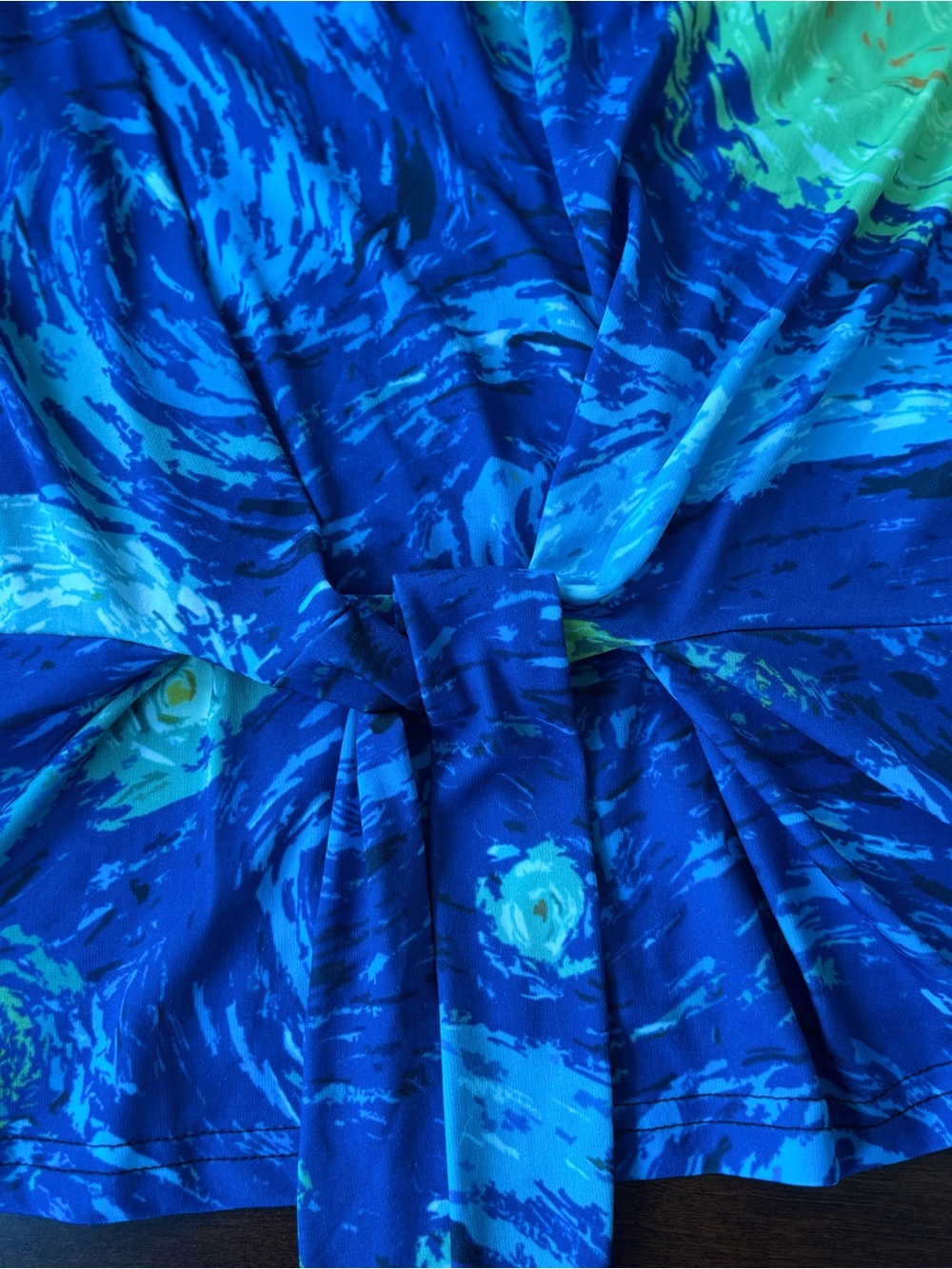 Lily by Firmiana XL Starry Night Print Tie Front Top Van Gogh Inspired Blouse - Picture 5 of 7